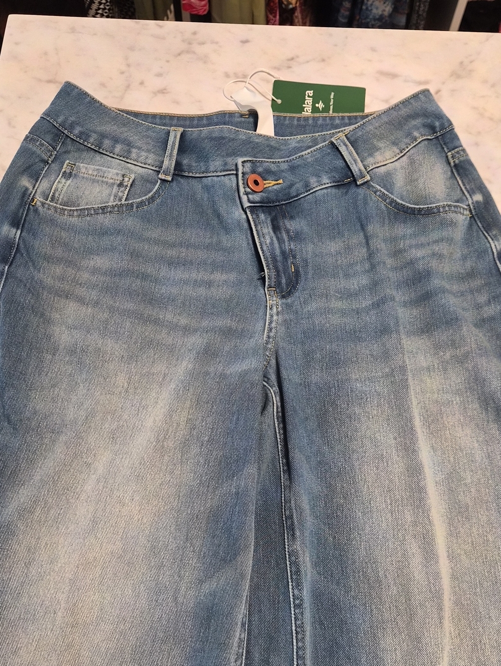 HALARA Light Blue Flared Denim Jeans Petite MEDIUM